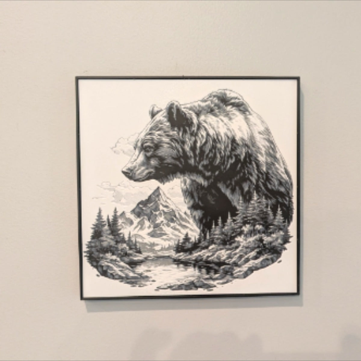 Bear & Mountain Wilderness HueForge 3D Print | Wall Art