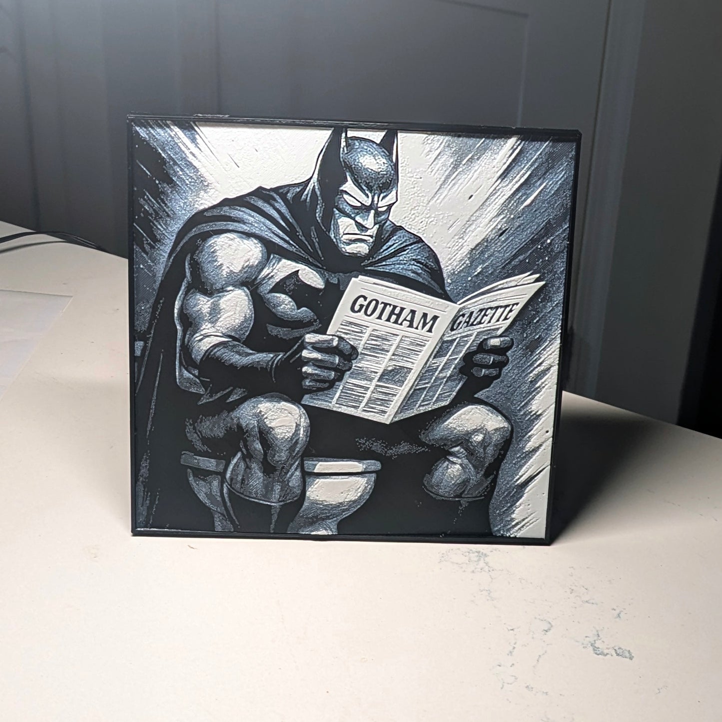 Funny Hueforge - Batman on Toilet - Multicolor 3D Printed Wall Art