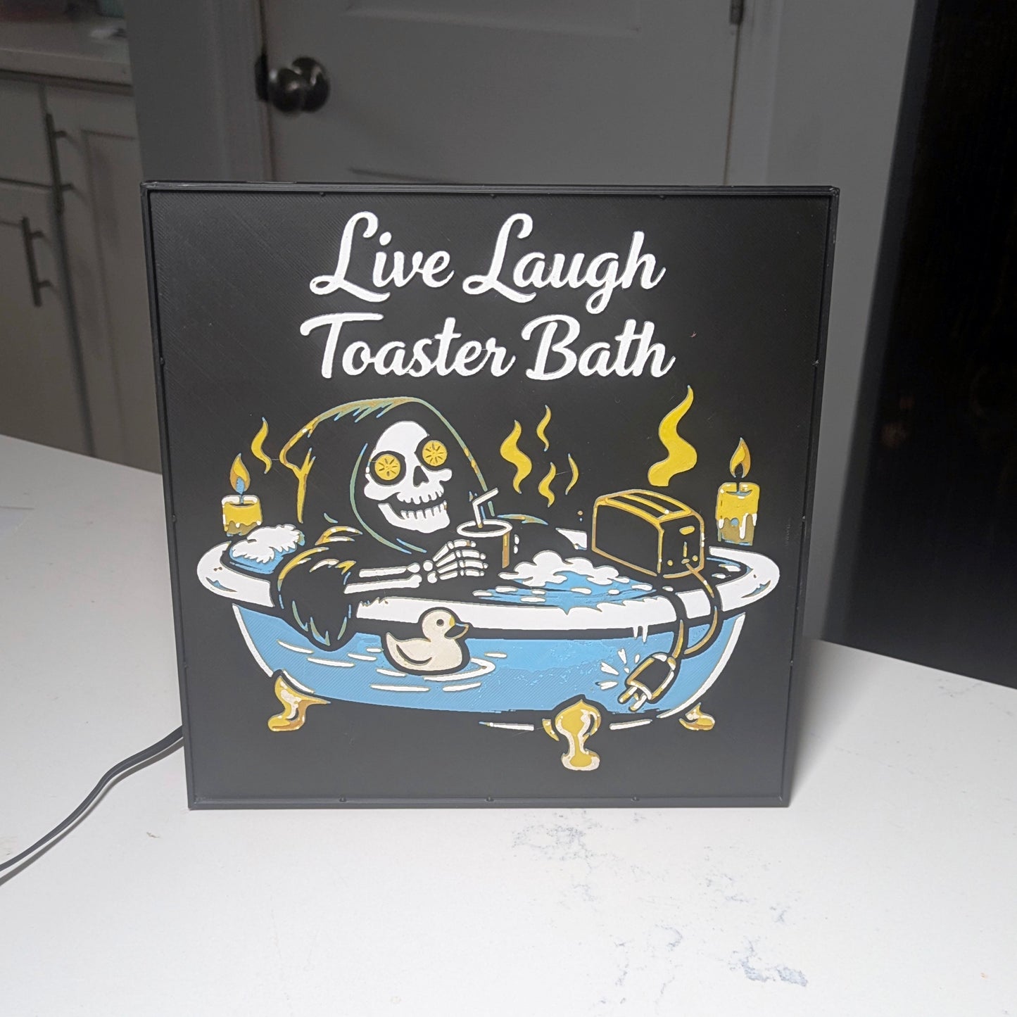 Funny Hueforge - Live Laugh Toaster Bath - Multicolor 3D Printed Wall Art