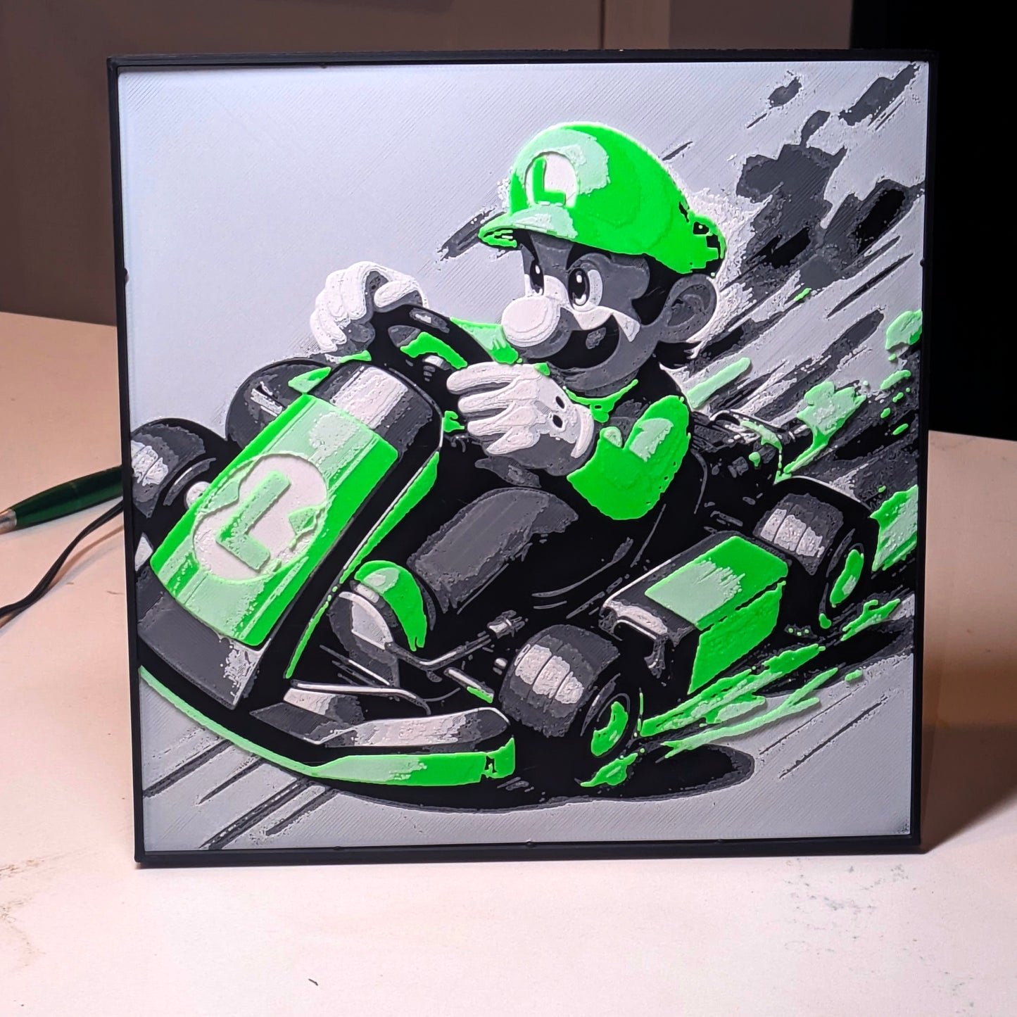 Video Game Hueforge - Luigi Kart Racing - Multicolor 3D Printed Wall Art (Copy)