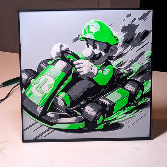 Video Game Hueforge - Luigi Kart Racing - Multicolor 3D Printed Wall Art (Copy)