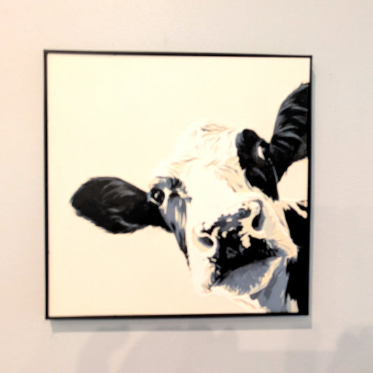Hueforge Cow Portrait 3D Print | Black & White Farmhouse Art