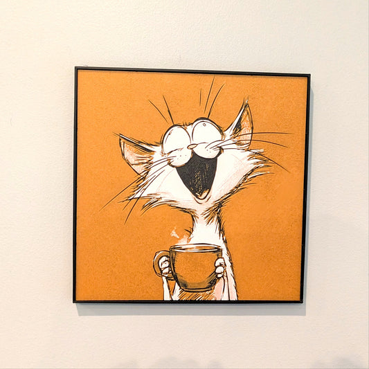 Caffeinated Cat HueForge 3D Print | Wall Art | 3 Sizes