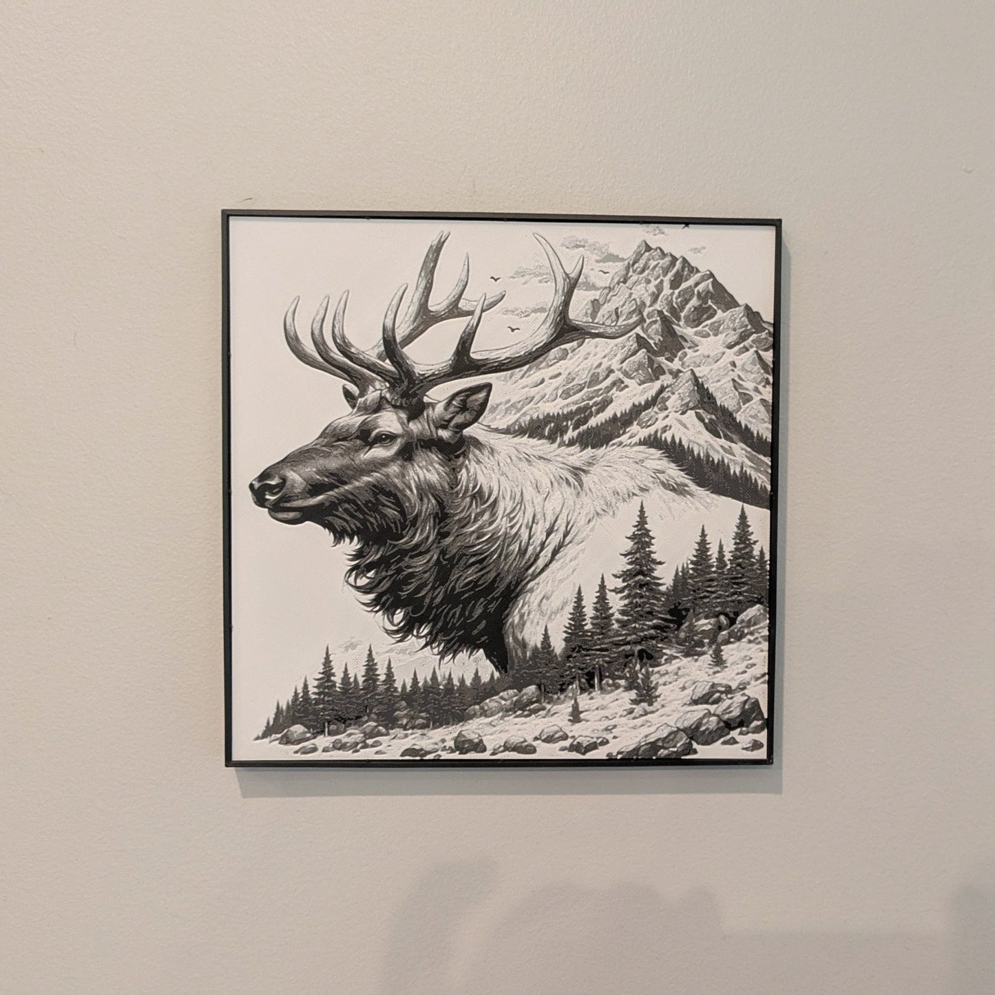 Hueforge Elk Mountain 3D Printed Wall Art | Filament Painting
